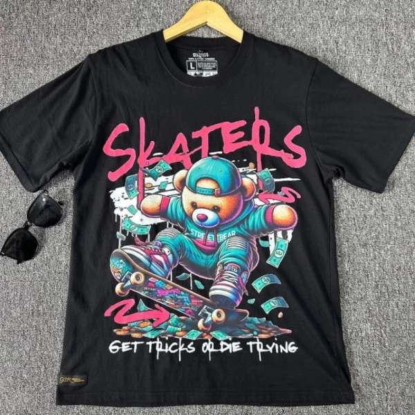 SIBLINGS Bear [A02] Kaos Distro T-Shirt Unisex Black - Image 3